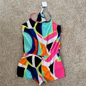 Fabletics multicolor romper/swim coverup